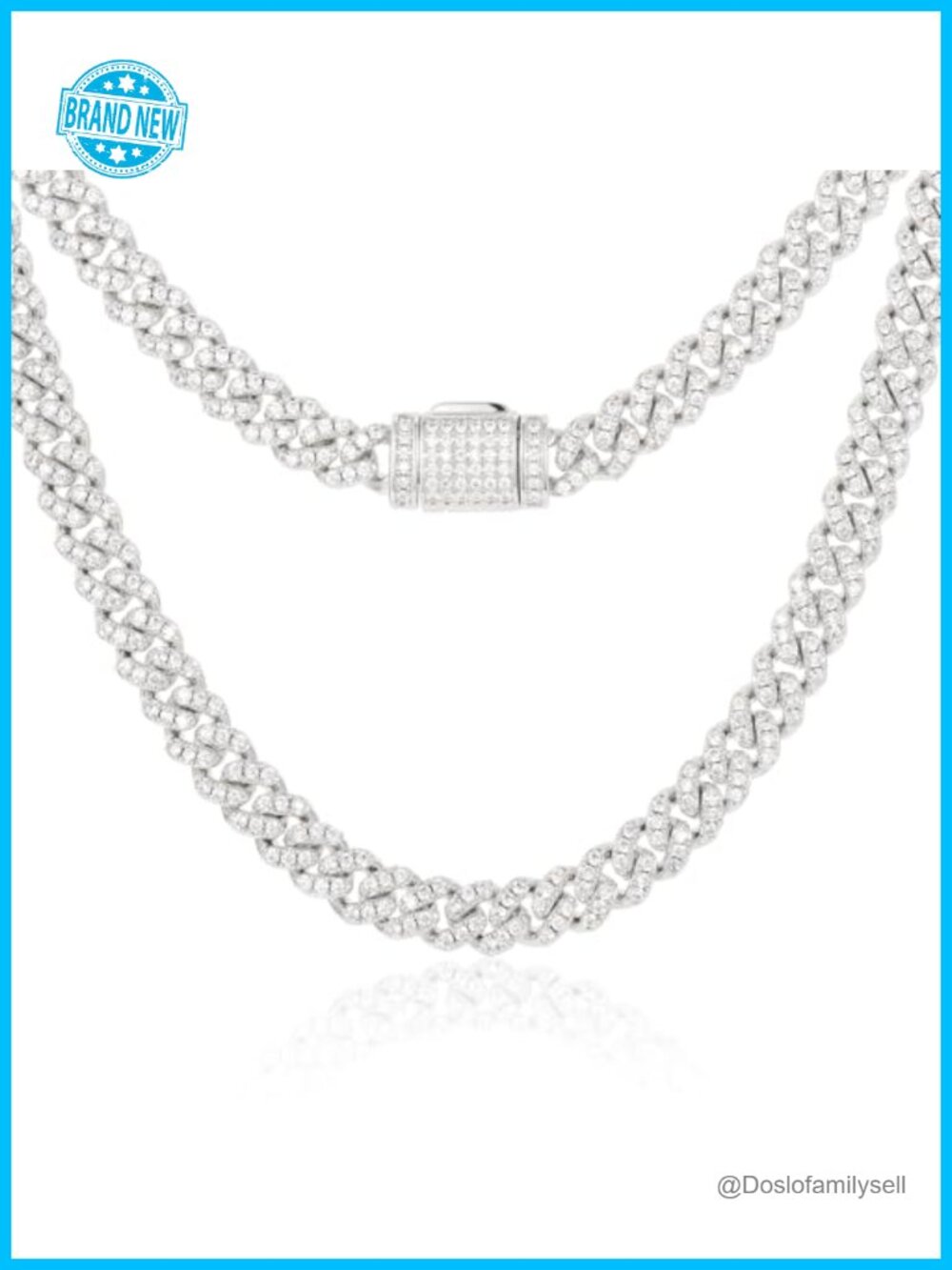 Moissanite Cuban Link Chain 18K Gold Plated Sterling Silver Necklace